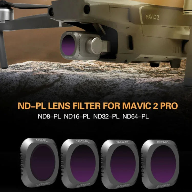 Sunnylife M2P-FI538 Filtros de Lente ND8-PL + ND16-PL + ND32-PL + ND64-PL ND-PL para DJI Mavic 2 Pro