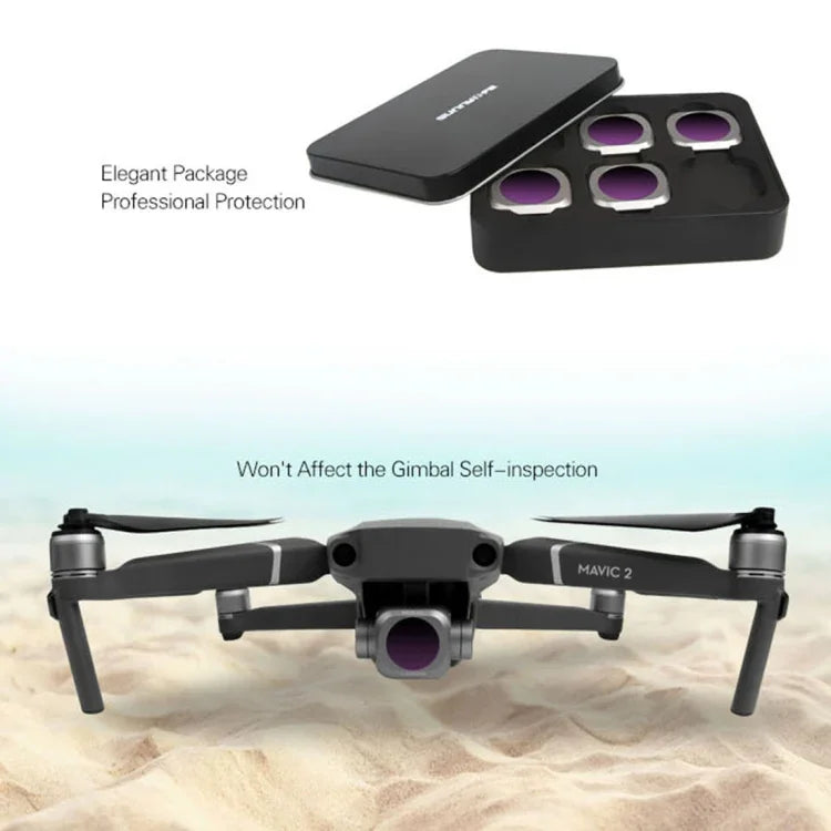 Sunnylife M2P-FI538 Filtros de Lente ND8-PL + ND16-PL + ND32-PL + ND64-PL ND-PL para DJI Mavic 2 Pro