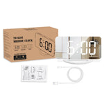 TS-8201-W Espelho de Maquilhagem LED Multifuncional Relógio de Secretária Alarme Electrónico Fotosensível Automático