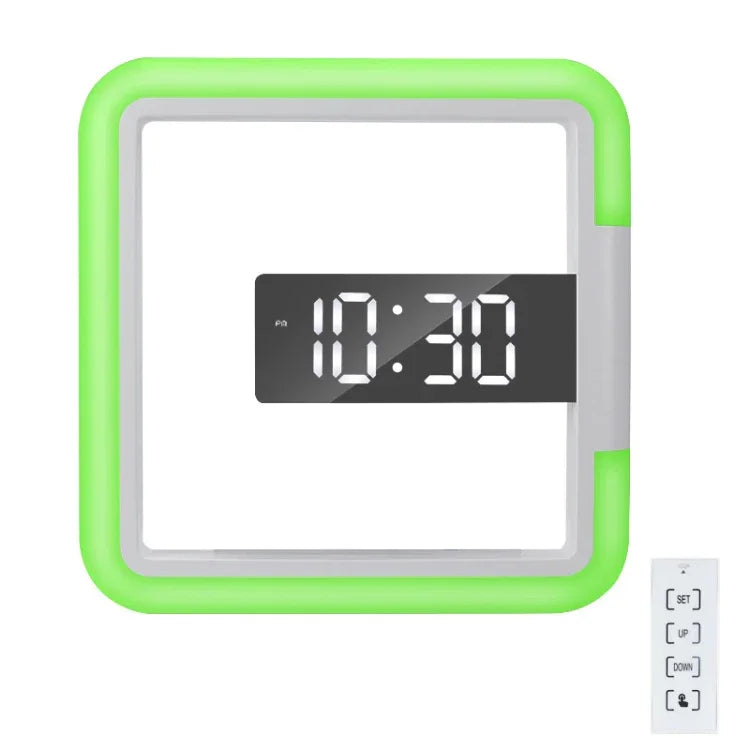 TS-S28-W Termómetro RGB Quadrado Multifuncional Relógio Digital com Alarme Relógio de Parede Oco LED, Termómetro RGB Relógio