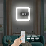 TS-S28-W Termómetro RGB Quadrado Multifuncional Relógio Digital com Alarme Relógio de Parede Oco LED, Termómetro RGB Relógio