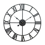 Relógio de Parede Decorativo Retro de Ferro Redondo com Numerais Romanos Silencioso para Sala de Estar, 40cm