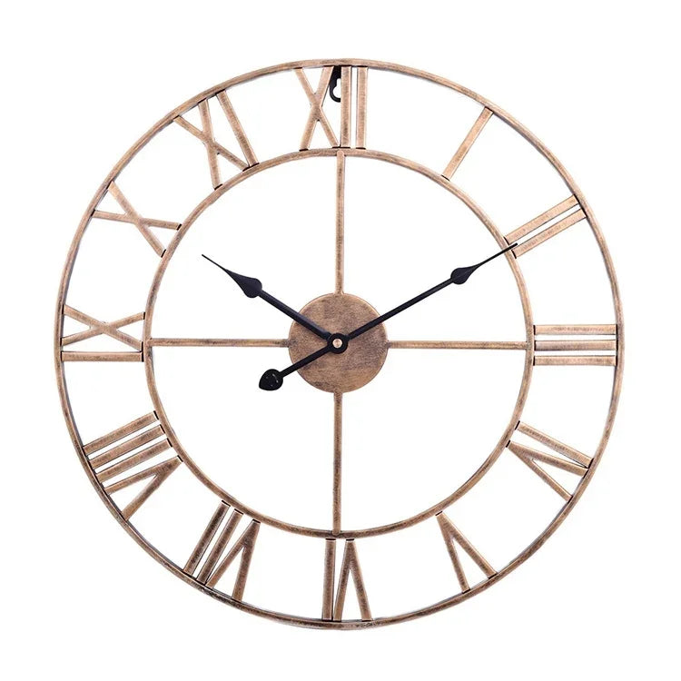 45cm Retro Living Room Iron Round Roman Numeral Mute Decorative Wall Clock, 45cm