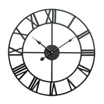 Relógio de parede decorativo silencioso redondo de ferro com algarismos romanos para sala de estar retro de 60cm (branco), 50cm