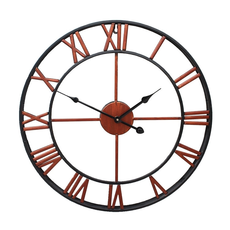 Relógio de parede decorativo silencioso redondo de ferro com algarismos romanos para sala de estar retro de 60cm (branco), 50cm
