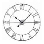 Relógio de parede decorativo silencioso redondo de ferro com algarismos romanos para sala de estar retro de 60cm (branco), 50cm