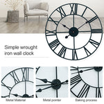 Relógio de parede decorativo silencioso redondo de ferro com algarismos romanos para sala de estar retro de 60cm (branco), 50cm