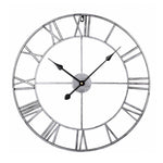 Relógio de parede decorativo silencioso redondo de ferro com algarismos romanos para sala de estar retro de 60cm (branco), 50cm