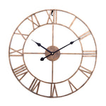 Relógio de parede decorativo silencioso redondo de ferro com algarismos romanos para sala de estar retro de 60cm (branco), 50cm