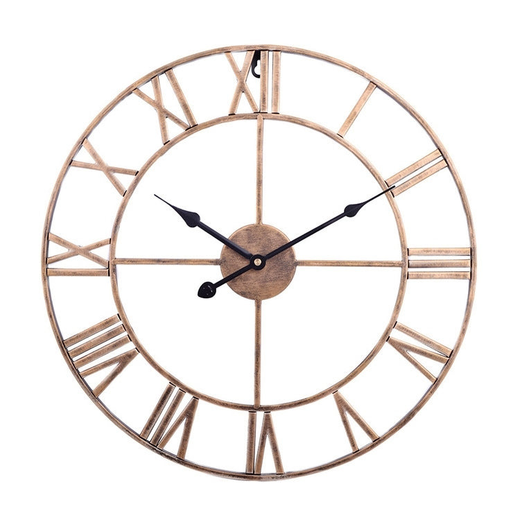 Relógio de parede decorativo silencioso redondo de ferro com algarismos romanos para sala de estar retro de 60cm (branco), 50cm
