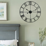 Relógio de Parede Decorativo Retro de Ferro com Números Romanos Silencioso para Sala de Estar 60cm, 60cm