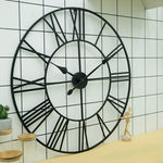 Relógio de Parede Decorativo Retro de Ferro com Números Romanos Silencioso para Sala de Estar 60cm, 60cm