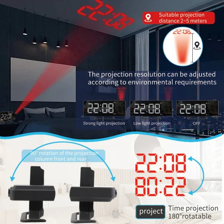 Relógio Despertador Digital com Projeção em Espelho TS-9210 com Mostrador de Hora, TS-9210