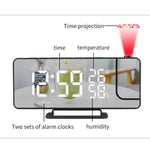 Relógio Despertador Digital com Projeção em Espelho TS-9210 com Rádio FM e Medidor de Temperatura e Humidade, TS-9210 com Rádio FM