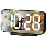 Relógio Despertador LED Espelho 8821 com Função Soneca, 8821 (Preto), 8821 (Branco)