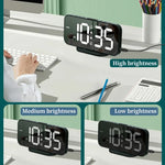 Relógio Despertador LED Espelho 8821 com Função Soneca, 8821 (Preto), 8821 (Branco)