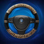 Leopard Grain Steering Wheel Cover, Adaptation Steering Wheel Diameter: 37-38 cm, 37-38cm Beige, 37-38cm Coffee, 37-38cm Magenta, 37-38cm Black
