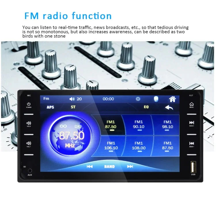 Navegador GPS Automóvel 848V com Ecrã Multi-toque de 7 polegadas, Suporta Cartão TF / USB / AUX / Leitor MP5 / Espelhamento Android e iPhone, 848V