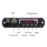 Placa Decodificadora de Áudio Bluetooth MP3 para Carro 12V com Rádio FM, TF, USB, AUX 3,5 mm, sem Gravação, sem Gravação