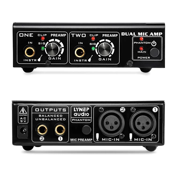 LINEPAUDIO A961 Amplificador de Microfone de 2 Canais Amplificador para Guitarra Elétrica e Baixo Elétrico, A961