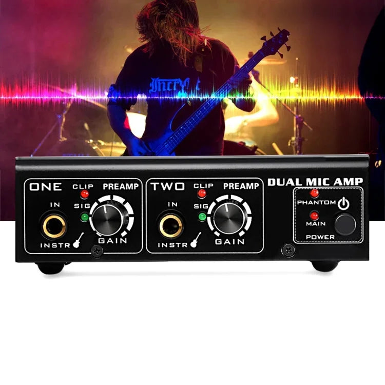 LINEPAUDIO A961 Amplificador de Microfone de 2 Canais Amplificador para Guitarra Elétrica e Baixo Elétrico, A961