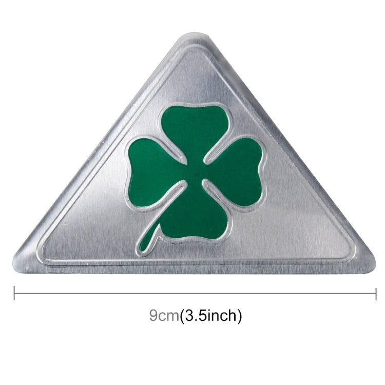 Four Leaf Clover Herb Luck Symbol Aluminum Slim Triangle Badge Emblem Labeling Sticker Styling Car Dashboard  Decoration, Four Leaf Clover 1, Four Leaf Clover 2