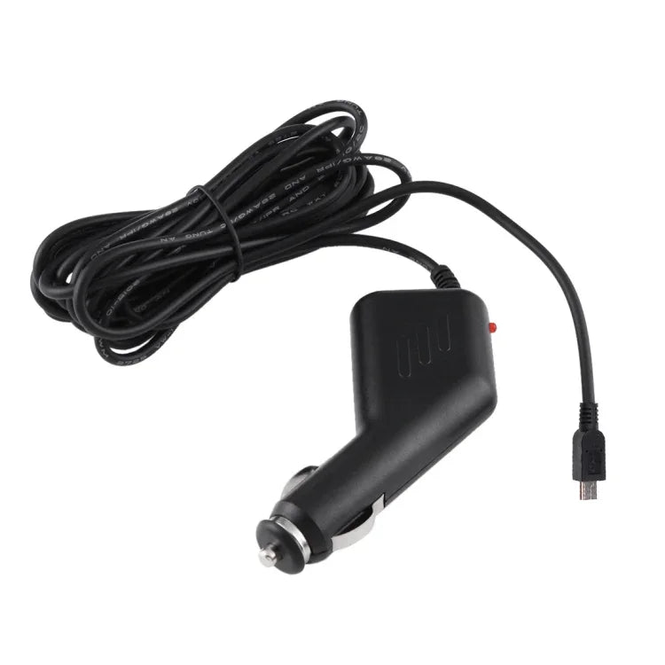 Adaptador Universal Mini USB para Carregador de Câmara DVR de Carro Navegação GPS Entrada 10V - 48V Saída 5V 1.5A, Comprimento do Cabo: 3,5m, Comprimento do Cabo Mini USB: 3,5m