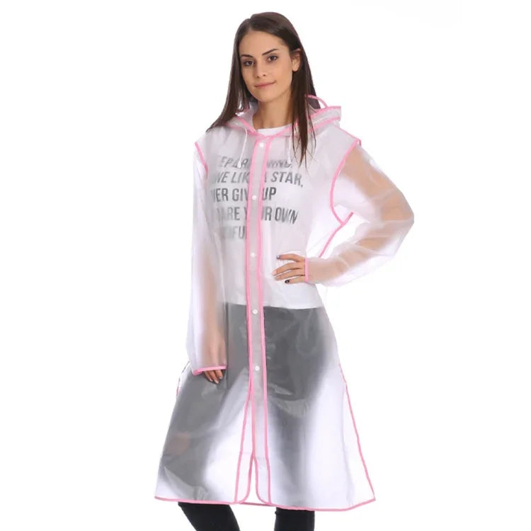 Poncho com Borda Conjunta em EVA, Design de Aba de Chapéu Transparente, Capas de Chuva Impermeáveis para Exterior, Tamanho: L, Adequado para Altura 150-170cm (Rosa), Tamanho: L