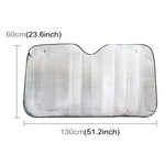 Cobertura de viseira para para-brisas de carro em folha de alumínio prateada, proteção solar, bloqueia o sol na janela frontal, proteção UV, tamanho: 130 x 60cm, 130 x 60cm