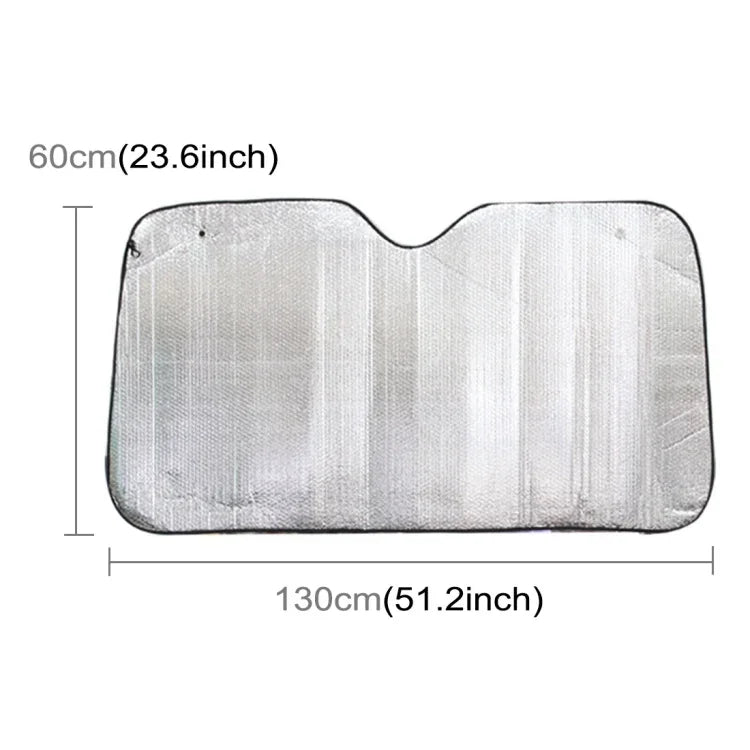Cobertura de viseira para para-brisas de carro em folha de alumínio prateada, proteção solar, bloqueia o sol na janela frontal, proteção UV, tamanho: 130 x 60cm, 130 x 60cm