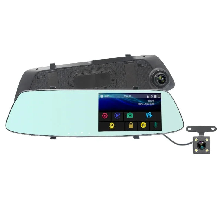 G705 Espelho Retrovisor com Ecrã Tátil LCD de 5 polegadas Gravador de Carro com Câmara Separada, Ângulo de Visão Largo de 170 Graus, Suporta Vídeo em Loop / Detecção de Movimento / Sensor G / Cartão TF, G705