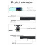 G705 Espelho Retrovisor com Ecrã Tátil LCD de 5 polegadas Gravador de Carro com Câmara Separada, Ângulo de Visão Largo de 170 Graus, Suporta Vídeo em Loop / Detecção de Movimento / Sensor G / Cartão TF, G705