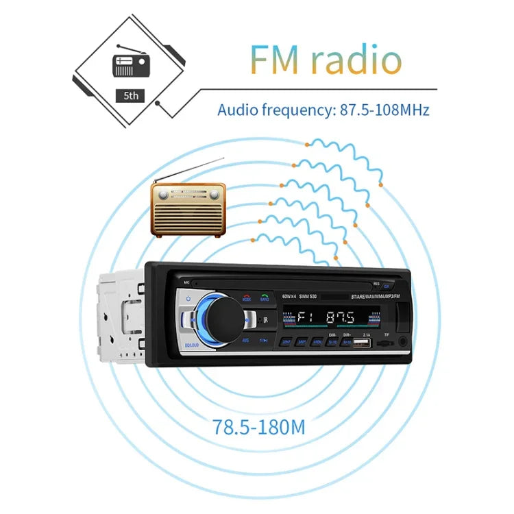 Carregador Duplo USB Universal para Carro 12V SWM-530 Receptor de Rádio MP3, Suporta FM e Bluetooth com Controlo Remoto, SWM-530