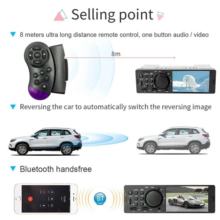 Receptor de Rádio Universal para Carro MP5 Player 4,1 polegadas 7805, Suporta FM & Bluetooth & Cartão TF com Controlo Remoto, 7805