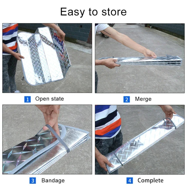Protetor Solar para Para-Brisas de Carro com Três Compartimentos, Cobertura de Visor para Janela Frontal, Proteção UV, Tamanho: 140 x 70cm, 140*70cm