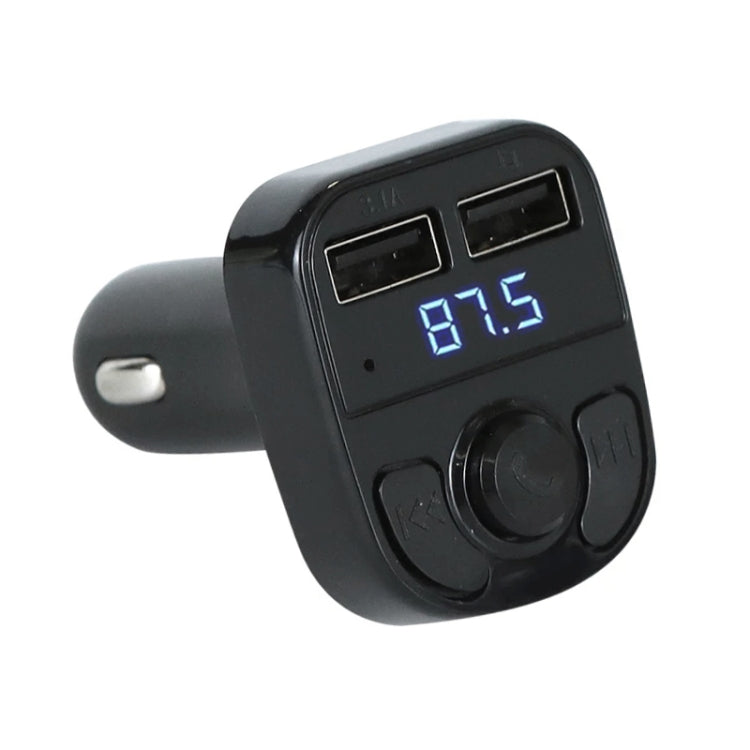 X8 Car MP3 Wireless Stereo Music Player Full Frequent FM Transmitter Wireless Car Charger Adapter with Dual USB Ports Digital Display Support U Disk and TF Card Wireless Headset for Mobile Phone, X8  3 in 1