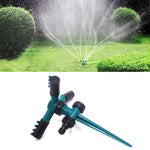 Aspersores de Jardim Automáticos Ajustáveis com Rotação de 360°, Sistema de Irrigação para Relvado com 3 Braços Pulverizadores e Base com Estaca, Aspersor de Água Rotativo 360° (Azul), Aspersor de Água Rotativo 360° (Verde)