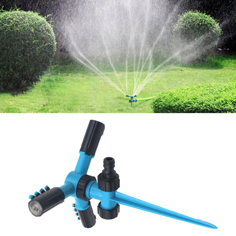 Aspersores de Jardim Automáticos Ajustáveis com Rotação de 360°, Sistema de Irrigação para Relvado com 3 Braços Pulverizadores e Base com Estaca, Aspersor de Água Rotativo 360° (Azul), Aspersor de Água Rotativo 360° (Verde)