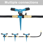 Aspersores de Jardim Automáticos Ajustáveis com Rotação de 360°, Sistema de Irrigação para Relvado com 3 Braços Pulverizadores e Base com Estaca, Aspersor de Água Rotativo 360° (Azul), Aspersor de Água Rotativo 360° (Verde)