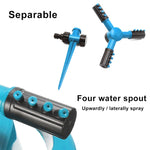 Aspersores de Jardim Automáticos Ajustáveis com Rotação de 360°, Sistema de Irrigação para Relvado com 3 Braços Pulverizadores e Base com Estaca, Aspersor de Água Rotativo 360° (Azul), Aspersor de Água Rotativo 360° (Verde)