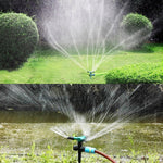 Aspersores de Jardim Automáticos Ajustáveis com Rotação de 360°, Sistema de Irrigação para Relvado com 3 Braços Pulverizadores e Base com Estaca, Aspersor de Água Rotativo 360° (Azul), Aspersor de Água Rotativo 360° (Verde)