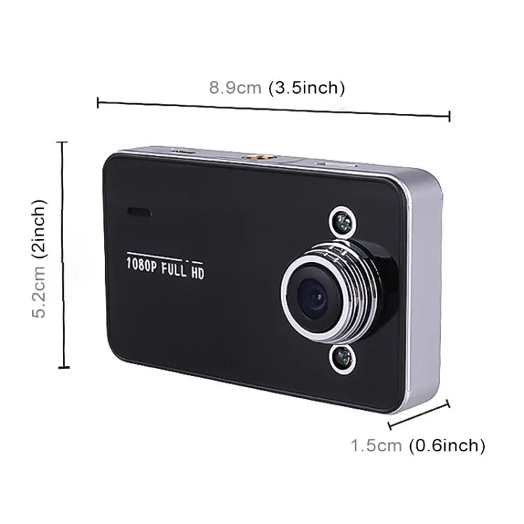 K6000 DVR de Carro com Vídeo Full HD 720P, Ângulo Largo de 90 Graus, Ecrã de 2,3 polegadas, Suporta Cartão TF (Máx. 32GB) / Detecção de Movimento, com 2 Luzes de Preenchimento para Visão Noturna, K6000