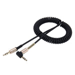 Cabo áudio AUX retrátil em espiral com ficha macho de 3,5mm e 3 polos, comprimento: 1,5m, comprimento: 1,5m (Preto), comprimento: 1,5m (Vermelho)