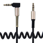 Cabo áudio AUX retrátil em espiral com ficha macho de 3,5mm e 3 polos, comprimento: 1,5m, comprimento: 1,5m (Preto), comprimento: 1,5m (Vermelho)