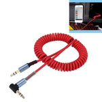Cabo áudio AUX retrátil em espiral com ficha macho de 3,5mm e 3 polos, comprimento: 1,5m, comprimento: 1,5m (Preto), comprimento: 1,5m (Vermelho)