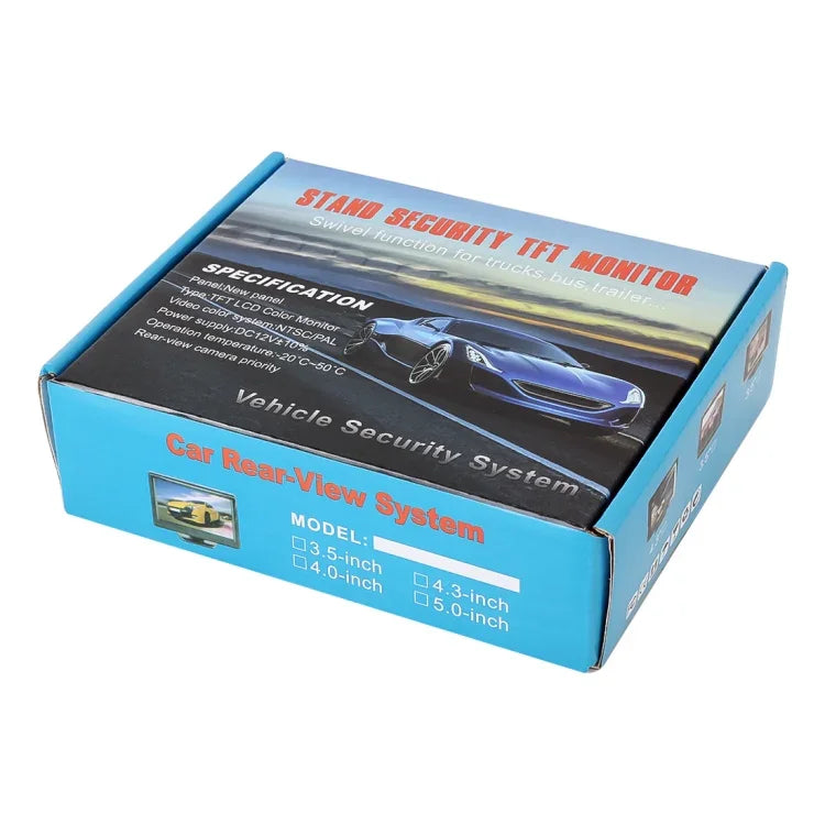 Monitor Automóvel Universal de Alta Definição de 4,3 polegadas com Suporte Ajustável, Suporta Função Automática de Ecrã Inverso, 4,3 polegadas
