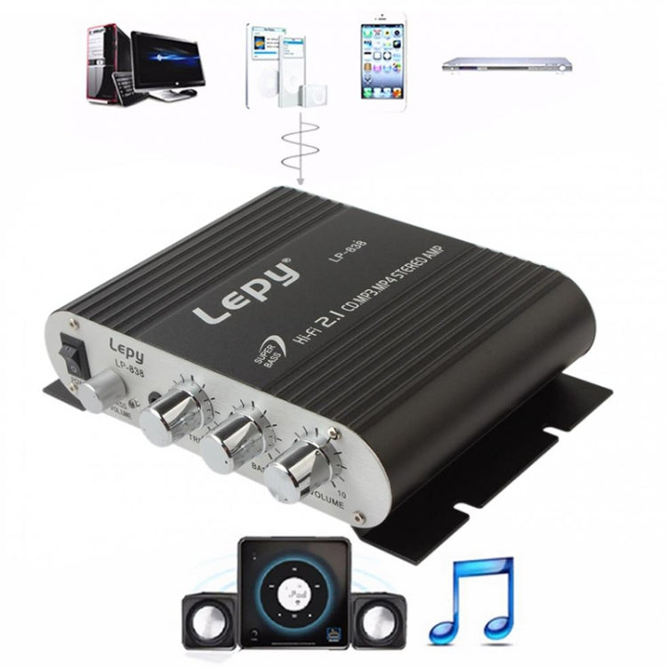 Amplificador de Subwoofer de Áudio HIFI 2.1CH para Carro, Suporta MP3