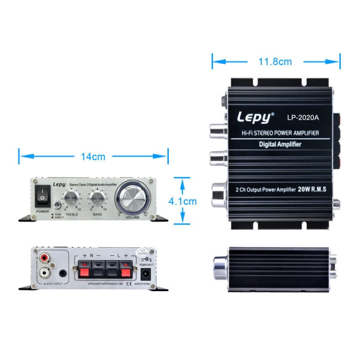 LP-2020A Amplificador HIFI para Carro / Casa, Suporta MP3, Ficha UK com Fonte de Alimentação 3A, Ficha UK