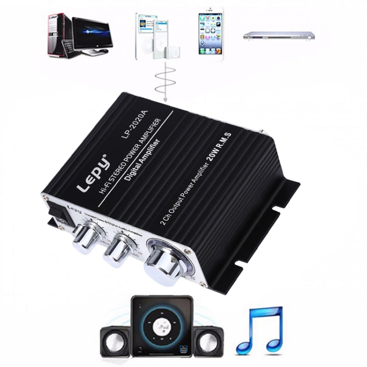 LP-2020A Amplificador HIFI para Carro / Casa, Suporta MP3, Ficha UK com Fonte de Alimentação 3A, Ficha UK