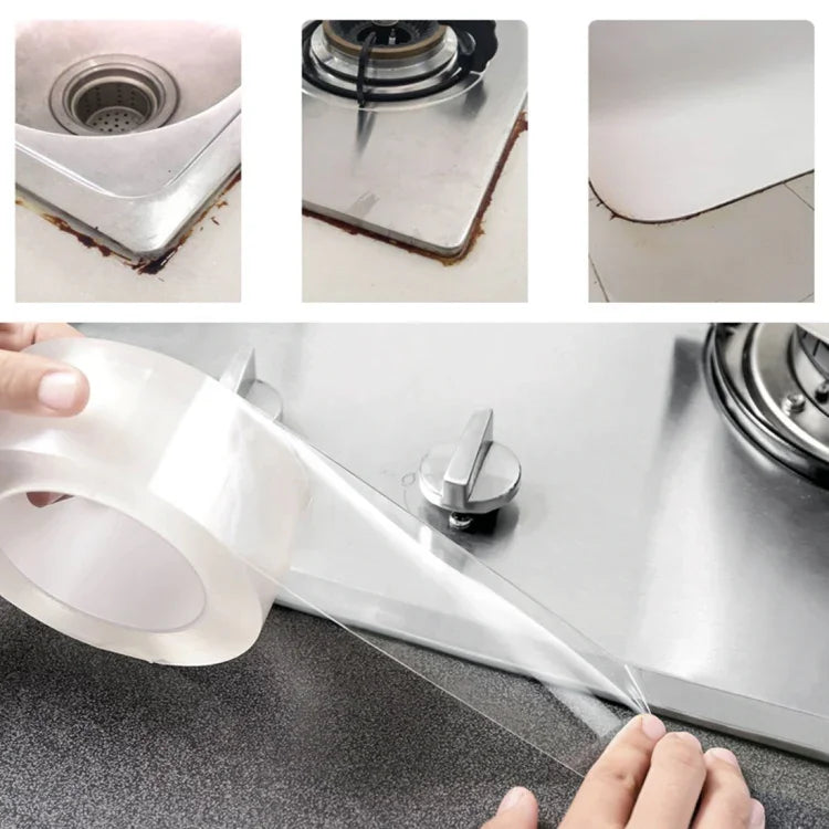 Fita Impermeável e Anti-humidade de Borracha Acrílica para Cozinha e Casa de Banho, Adesivos Anti-mofo, Tamanho: 3cm x 10m, Espessura: 0,5mm, 3cm x 10m